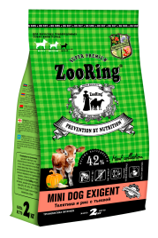 Zooring Mini Dog Exigent Телятина и рис с тыквой 2 кг