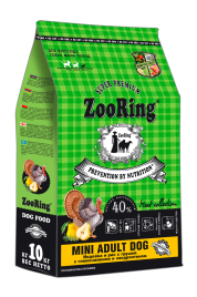 Zooring Mini Adult Dog Индейка и рис с грушей с глюкозамином и хондроитином 10 кг