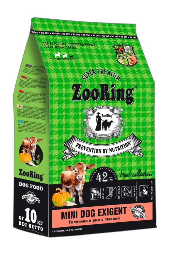 Zooring Mini Dog Exigent Телятина и рис с тыквой 10 кг фото 1