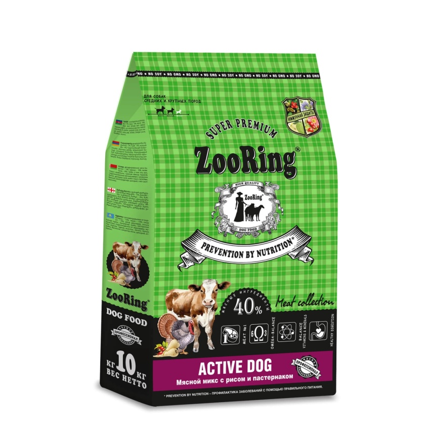 Zooring Active Dog Мясной Микс с рисом и пастернаком 10 кг фото 1