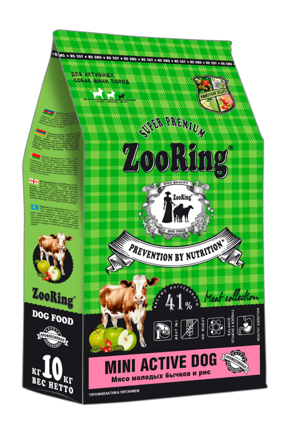 Zooring Mini Active Dog Мясо молодых бычков и рис 10 кг фото 1