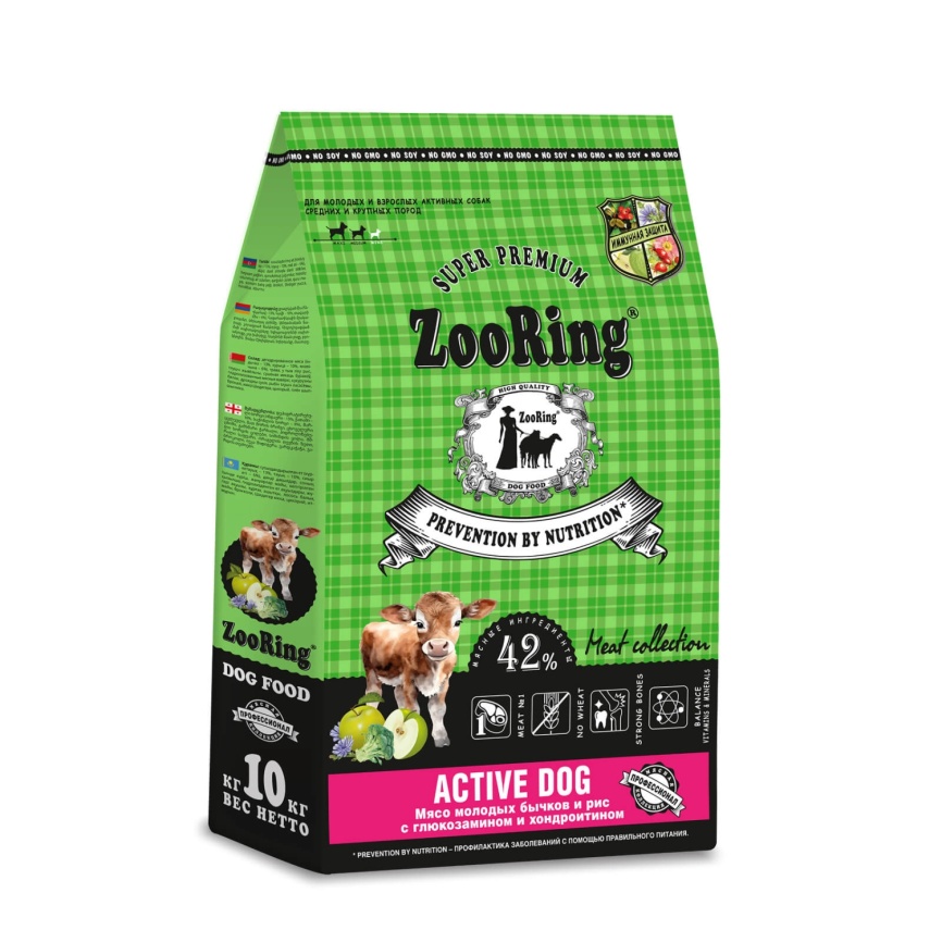 Zooring Active Dog Мясо молодых бычков и рис с глюкозамином и хондроитином 10 кг фото 1